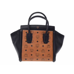 MCM handbag leather brown black strap card